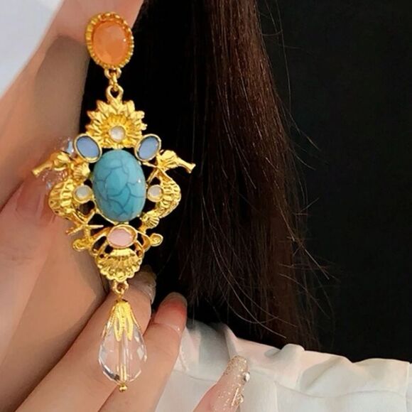 ✨🆕✨Stunning Boho Statement Oval Dramatic Tassel Statement Earrings✨ - Picture 1 of 11